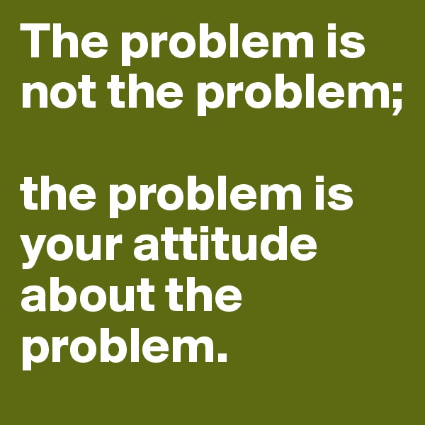 The problem is not the problem;

the problem is your attitude about the problem.