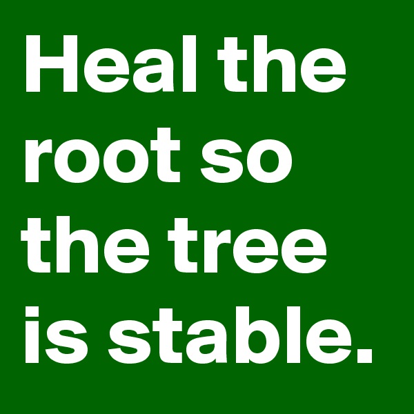 Heal the root so the tree is stable.