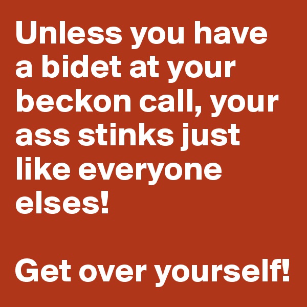 Unless you have a bidet at your beckon call, your ass stinks just like everyone elses!

Get over yourself!