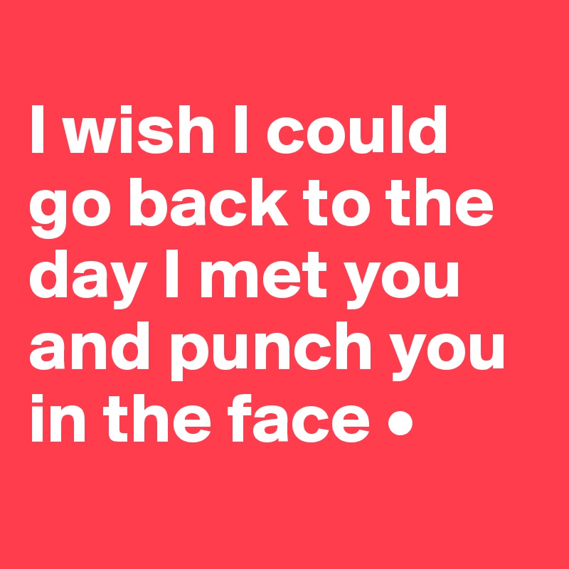 
I wish I could go back to the day I met you and punch you in the face •
