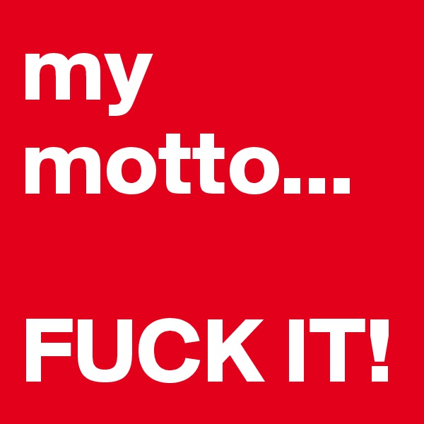 my motto...

FUCK IT! 
