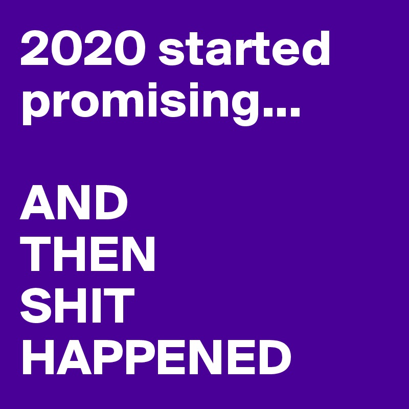 2020 started promising... 

AND 
THEN 
SHIT HAPPENED