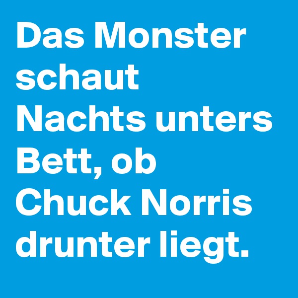 Das Monster schaut Nachts unters Bett, ob Chuck Norris drunter liegt.