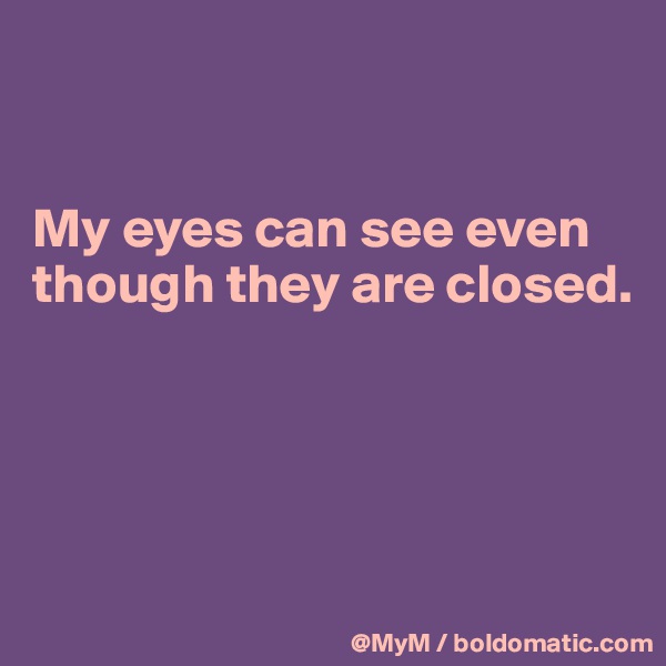 


My eyes can see even though they are closed.




