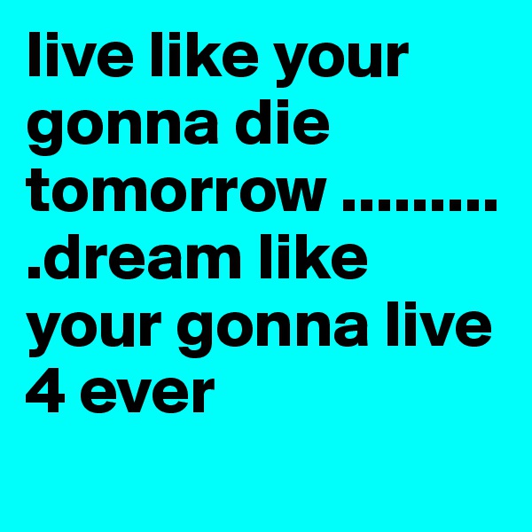 live like your gonna die tomorrow ..........dream like your gonna live 4 ever
