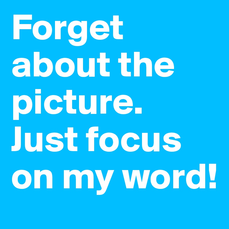 Forget about the picture. Just focus on my word!