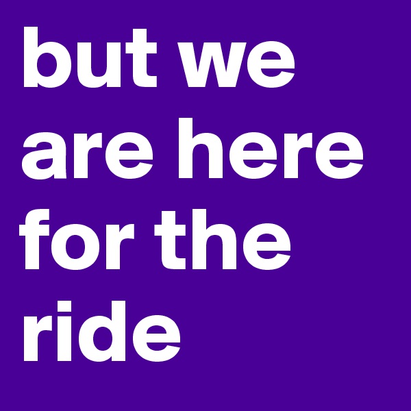 but we are here for the ride 