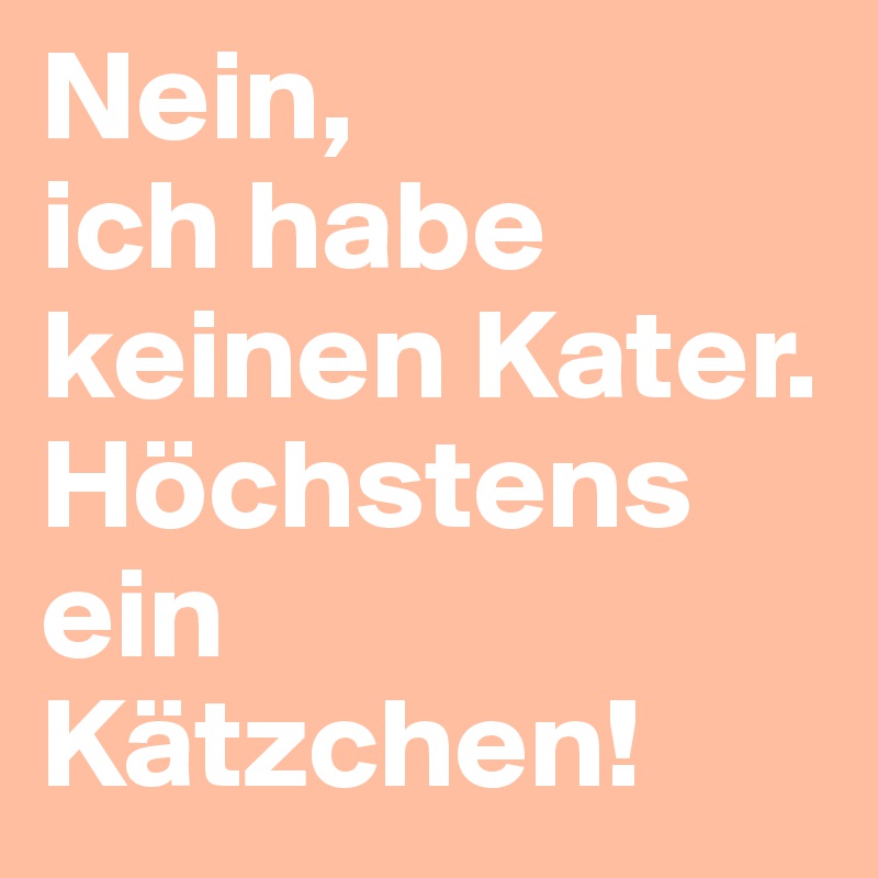Nein, 
ich habe keinen Kater. Höchstens ein Kätzchen!