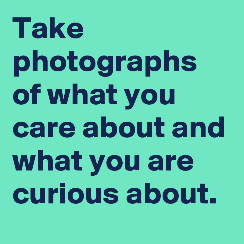 Take photographs of what you care about and what you are curious about. 