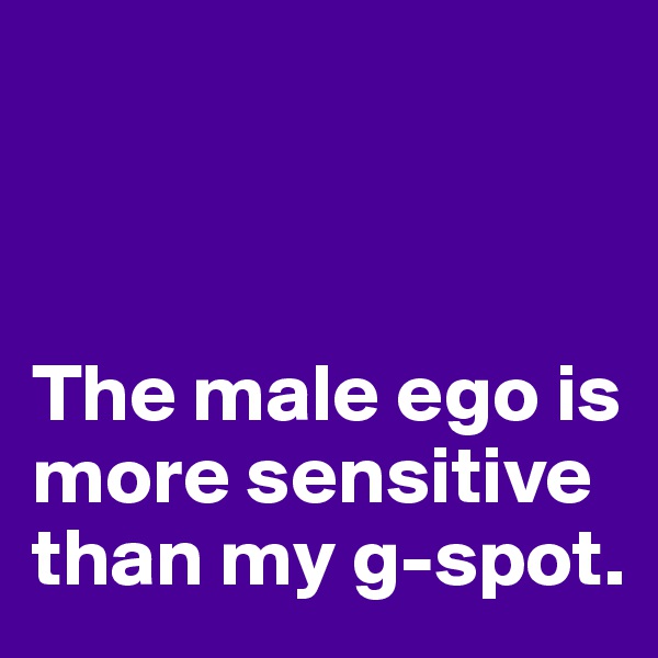 



The male ego is more sensitive than my g-spot. 