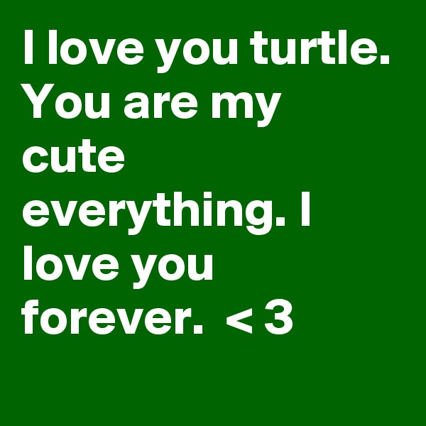I love you turtle.
You are my cute everything. I love you forever.  < 3
