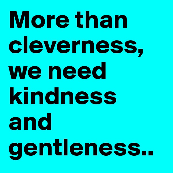 More than cleverness, we need kindness and gentleness..