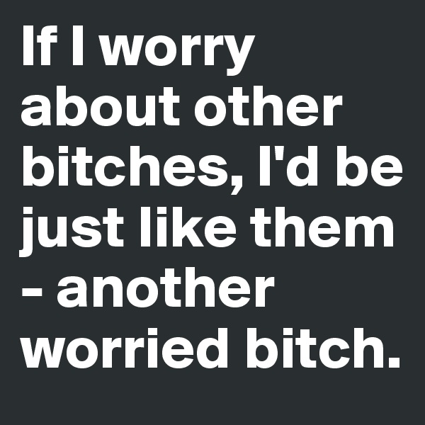 If I worry about other bitches, I'd be just like them - another worried bitch. 