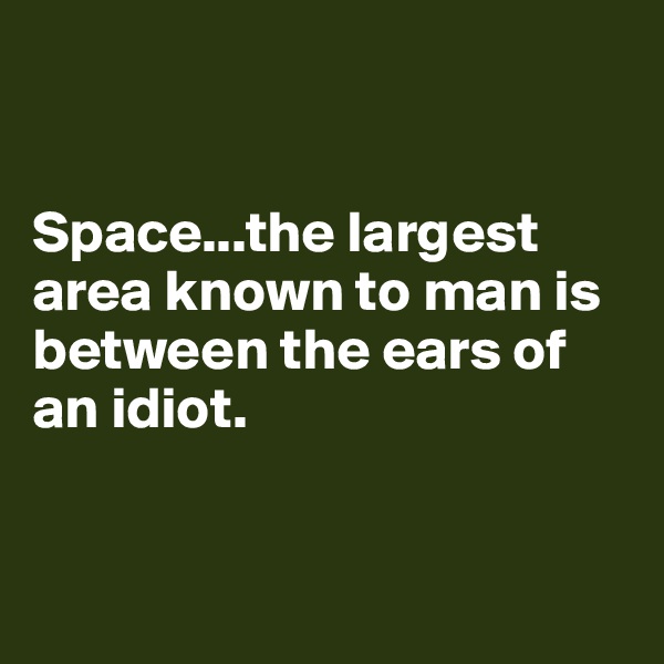 


Space...the largest area known to man is between the ears of an idiot.


