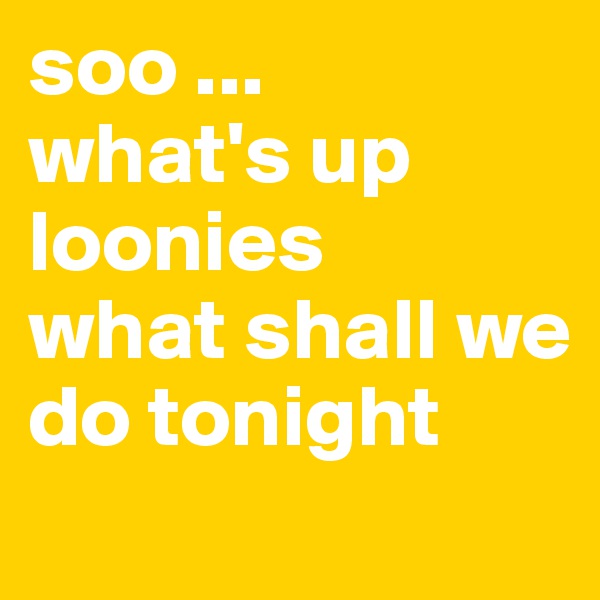soo ...
what's up loonies 
what shall we do tonight
