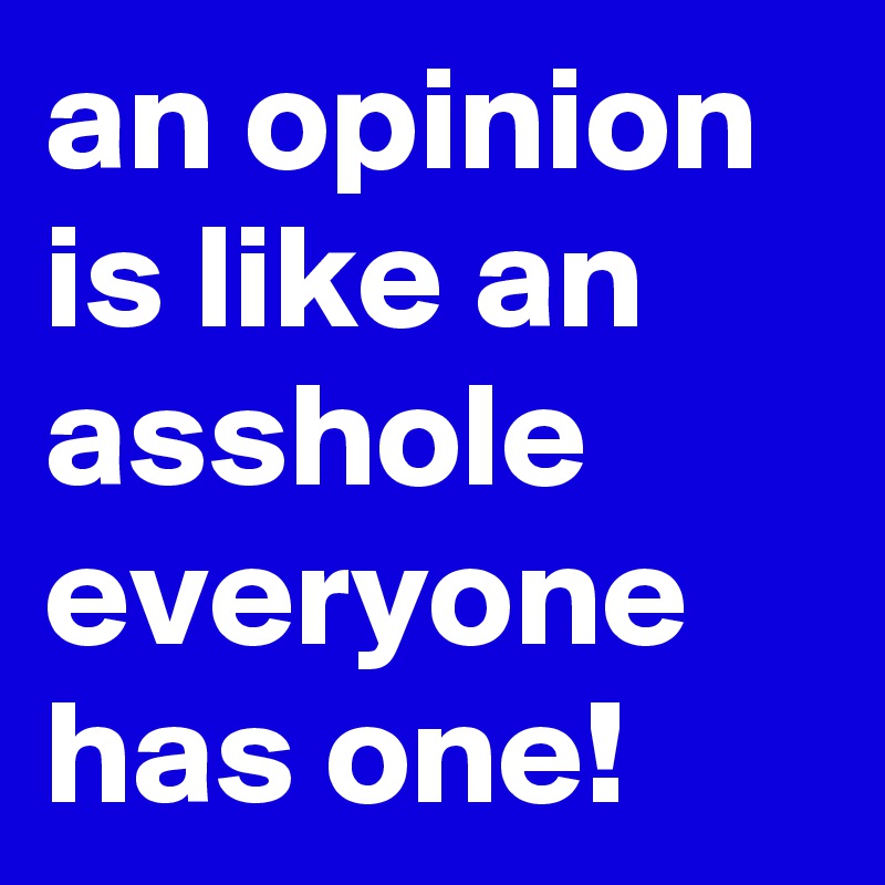 an opinion is like an asshole everyone has one!