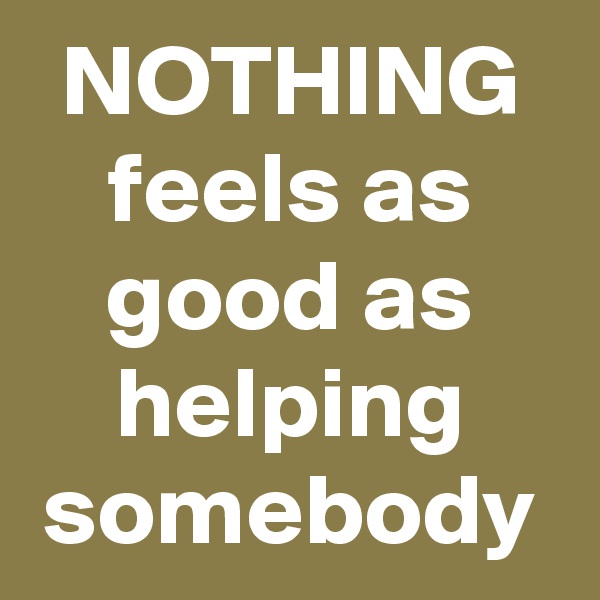 NOTHING feels as good as helping somebody