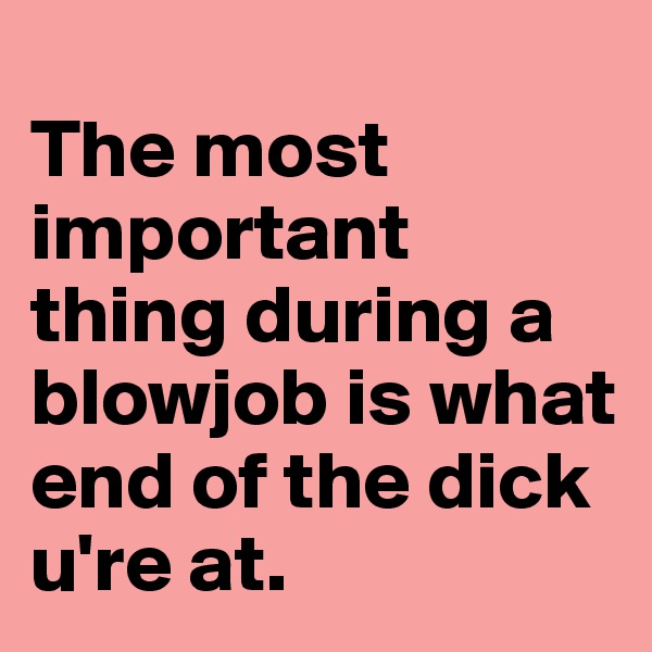 
The most important thing during a blowjob is what end of the dick u're at.