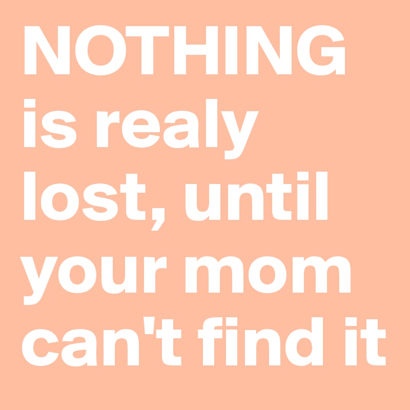 NOTHING is realy lost, until your mom can't find it