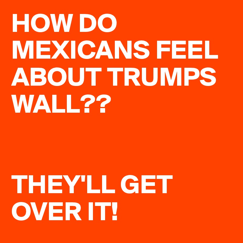 HOW DO MEXICANS FEEL ABOUT TRUMPS WALL??


THEY'LL GET OVER IT!