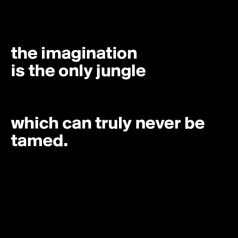 

the imagination 
is the only jungle 


which can truly never be tamed.



