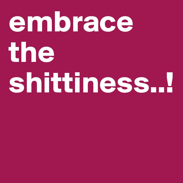 embrace the shittiness..!

