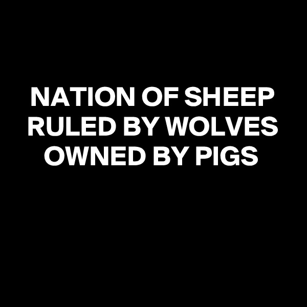 

NATION OF SHEEP
RULED BY WOLVES
OWNED BY PIGS




