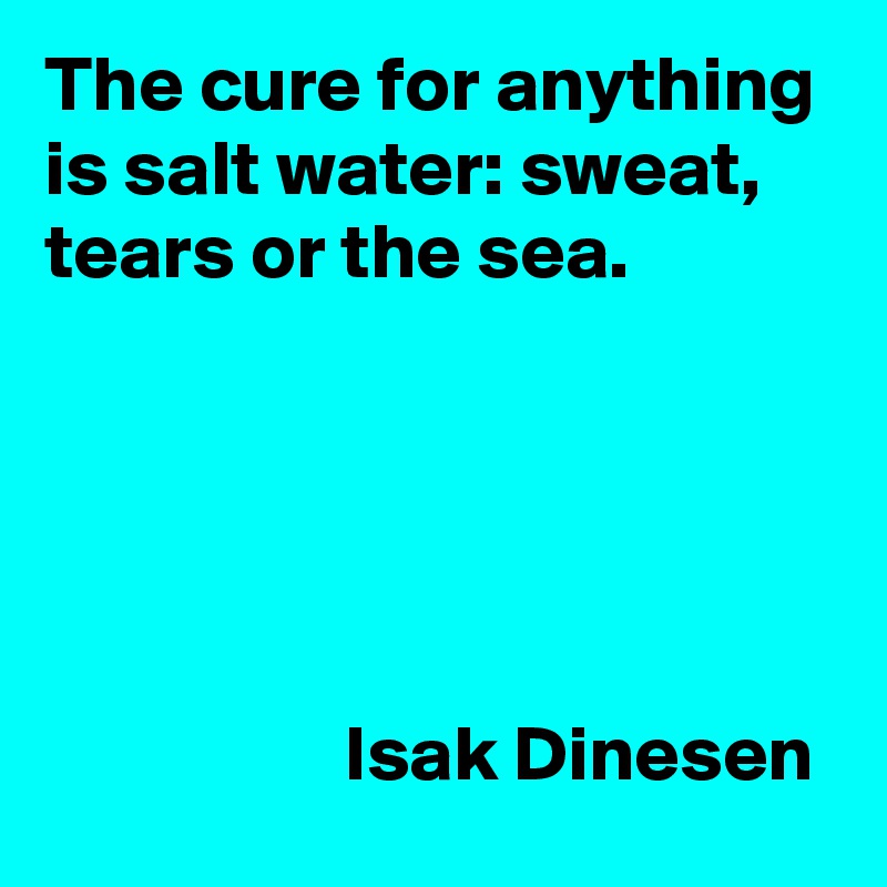 The cure for anything is salt water: sweat, tears or the sea.





                   Isak Dinesen