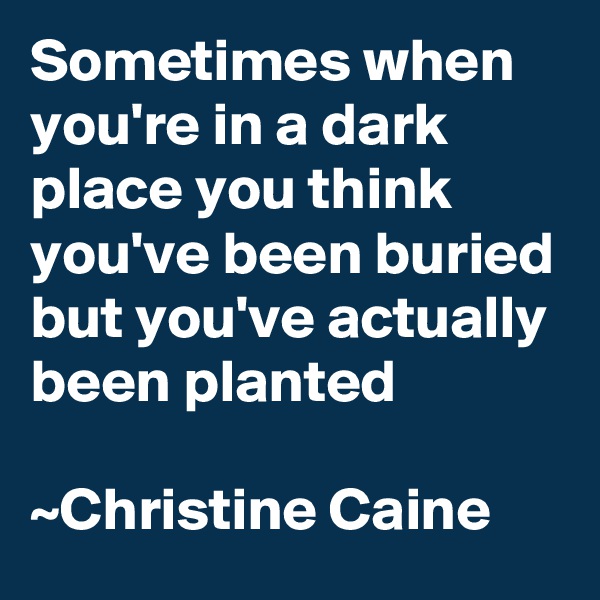 Sometimes when you're in a dark place you think you've been buried but you've actually been planted

~Christine Caine