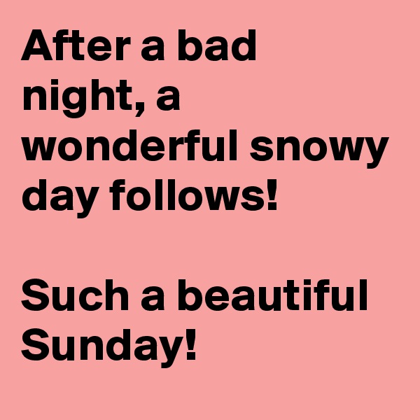 After a bad night, a wonderful snowy day follows! 

Such a beautiful Sunday! 