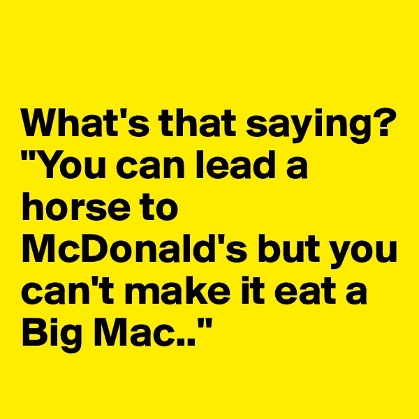 

What's that saying? 
"You can lead a horse to McDonald's but you can't make it eat a Big Mac.."