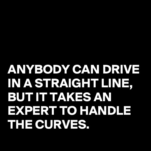 



ANYBODY CAN DRIVE IN A STRAIGHT LINE, BUT IT TAKES AN EXPERT TO HANDLE THE CURVES.