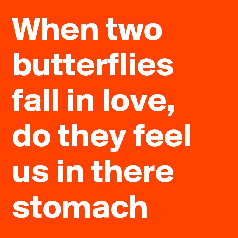 When two butterflies fall in love, do they feel us in there stomach