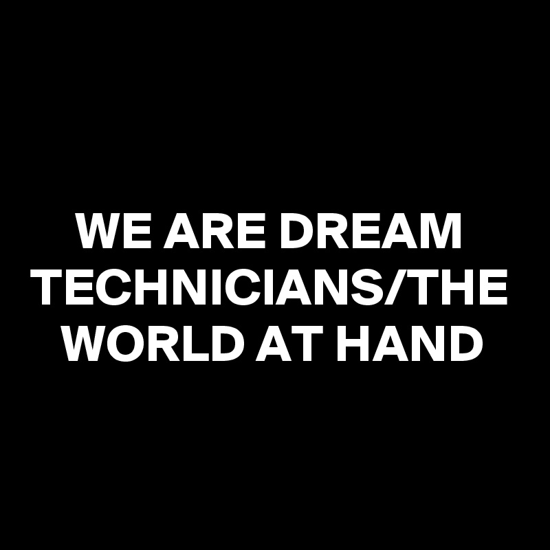 WE ARE DREAM TECHNICIANS/THE WORLD AT HAND