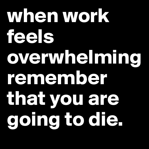 when work feels overwhelming
remember that you are going to die.         