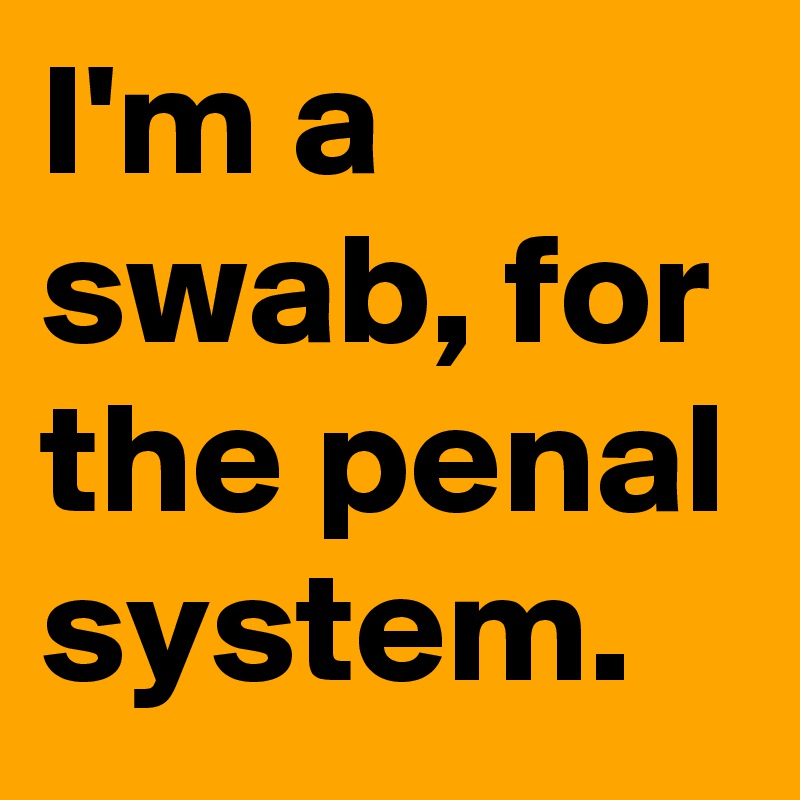 I'm a swab, for the penal system.