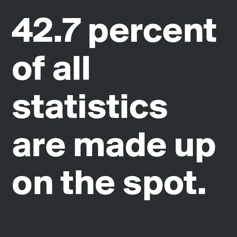 42.7 percent of all statistics are made up on the spot. 