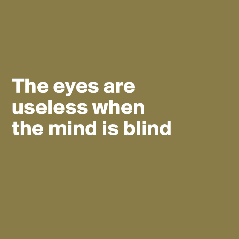 


The eyes are 
useless when 
the mind is blind



