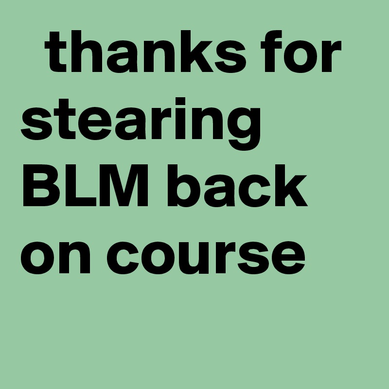   thanks for stearing BLM back on course
