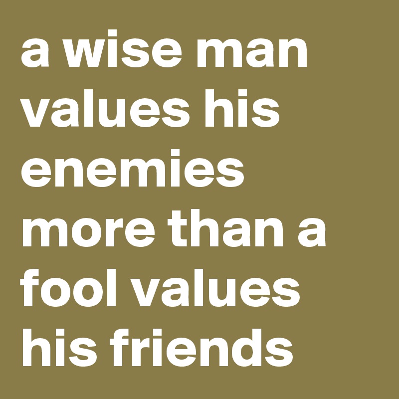 a wise man values his enemies more than a fool values his friends