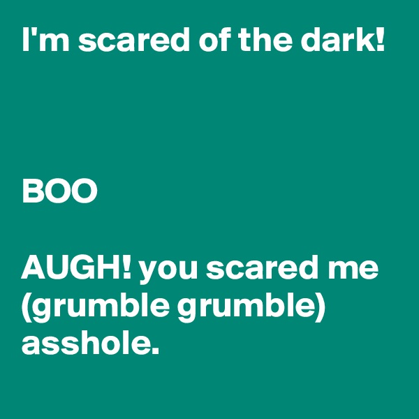 I'm scared of the dark!



BOO

AUGH! you scared me (grumble grumble)
asshole.