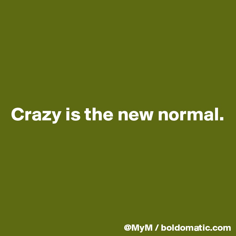 




Crazy is the new normal.




