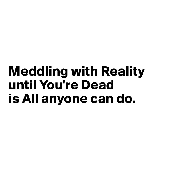 



Meddling with Reality until You're Dead 
is All anyone can do.



