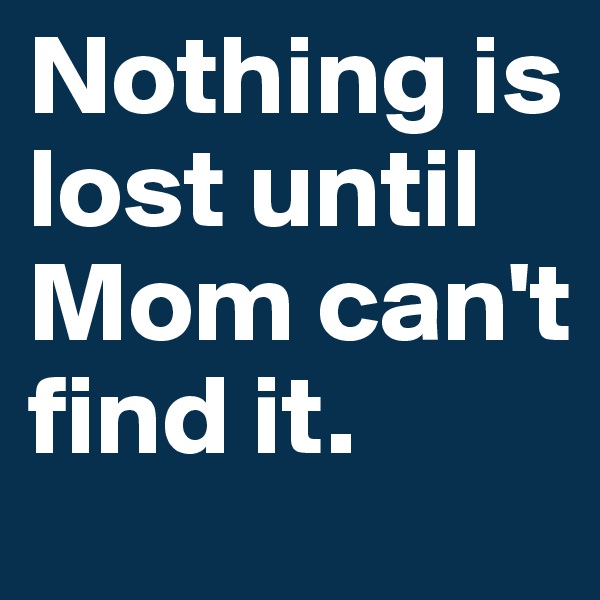Nothing is lost until Mom can't find it.