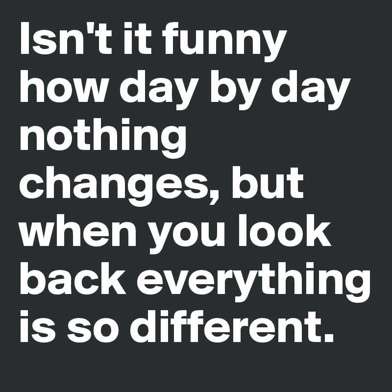Isn't it funny how day by day nothing changes, but when you look back everything is so different.