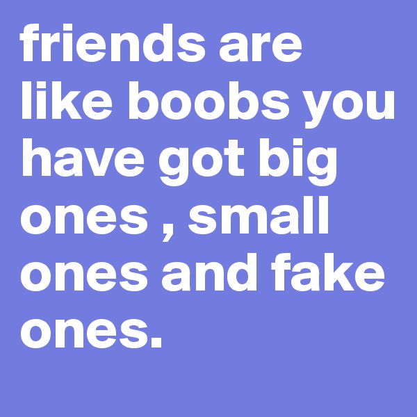 friends are like boobs you have got big ones , small ones and fake ones.
