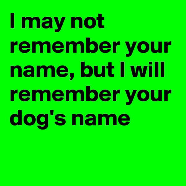 I may not remember your name, but I will remember your dog's name