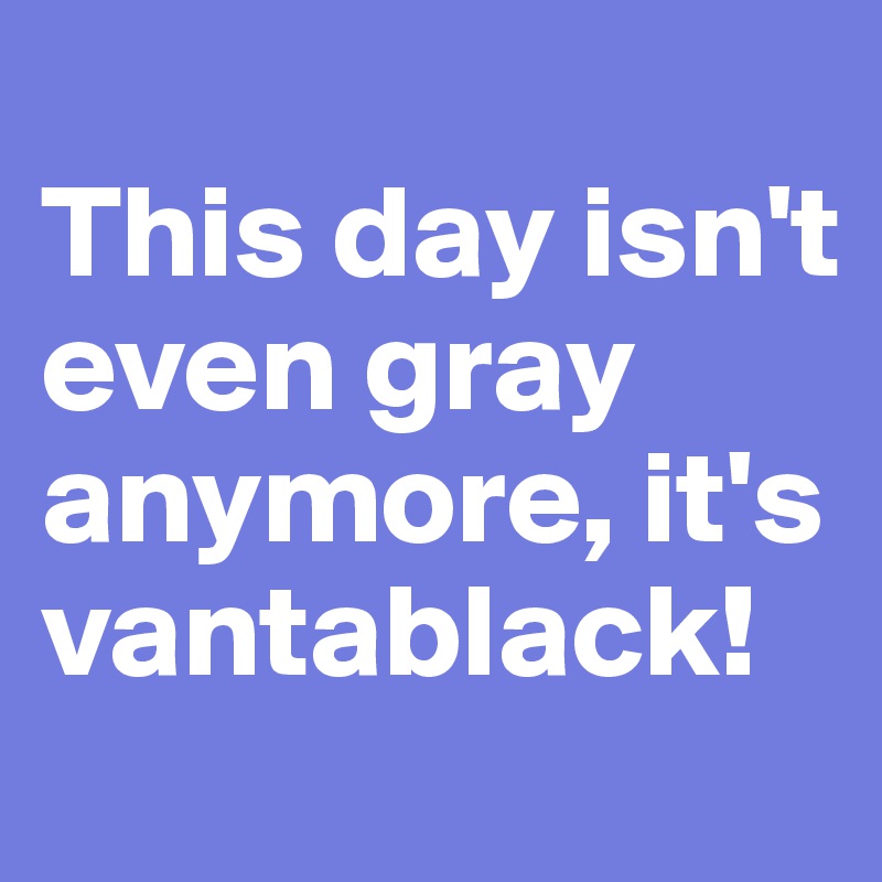 
This day isn't even gray anymore, it's vantablack!