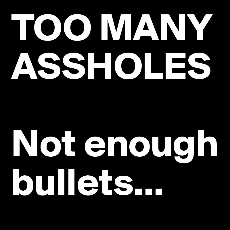 TOO MANY ASSHOLES

Not enough bullets...