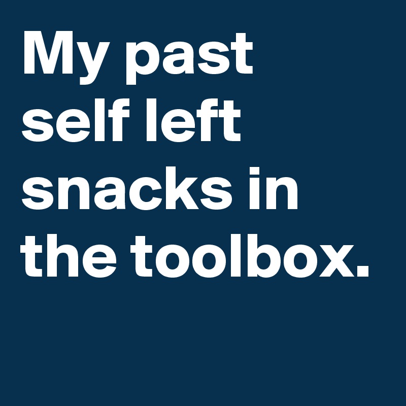 My past self left snacks in the toolbox.
